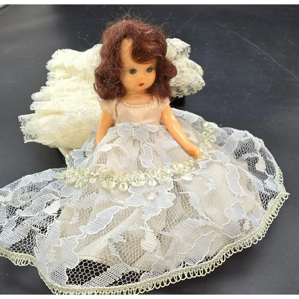 Nancy Ann Story Book Doll With Lace Dresses & Black Velvet Cape Vintage CM2231